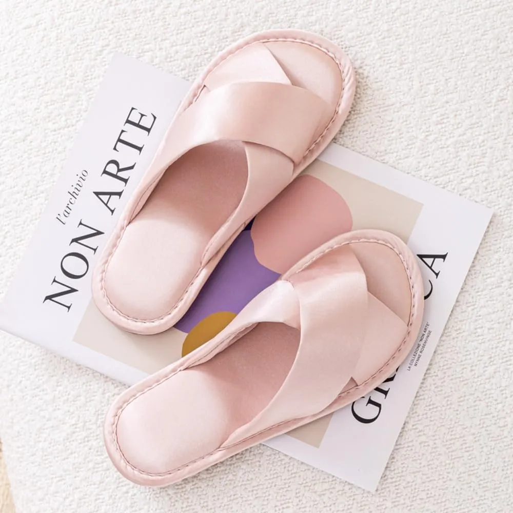 Women's Bride Slippers Satin Bridesmaid Sandasl House Slipper Breathable No Slip For Wedding Spa Indoor Room Vacation
