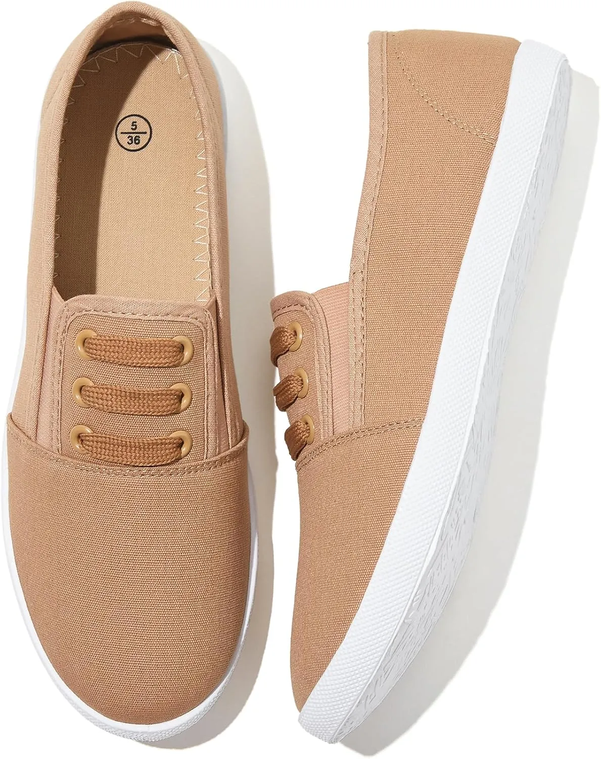 Women's Canvas Slip On Sneakers - Casual Walking Shoes, Non Slip Work Shoes