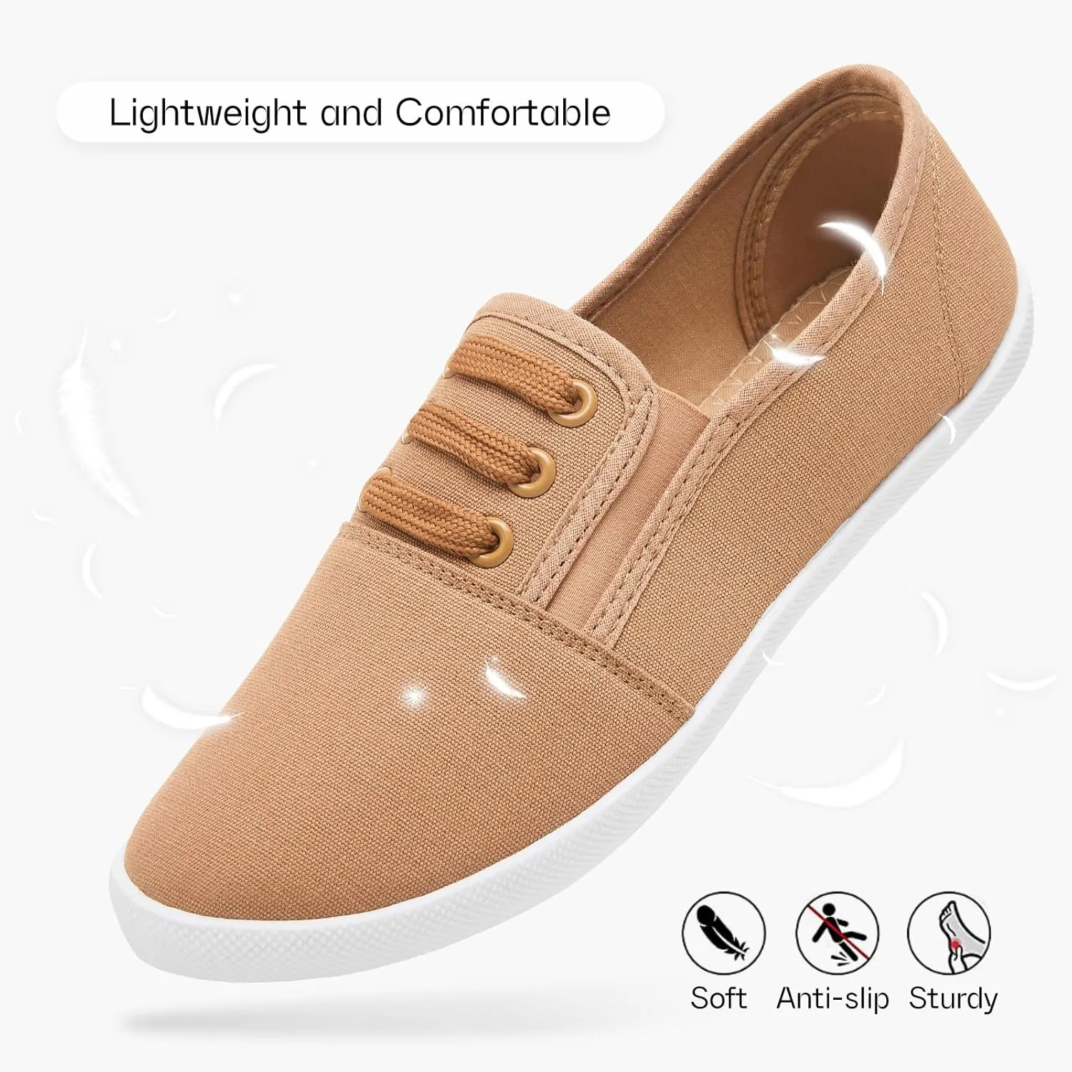 Women's Canvas Slip On Sneakers - Casual Walking Shoes, Non Slip Work Shoes