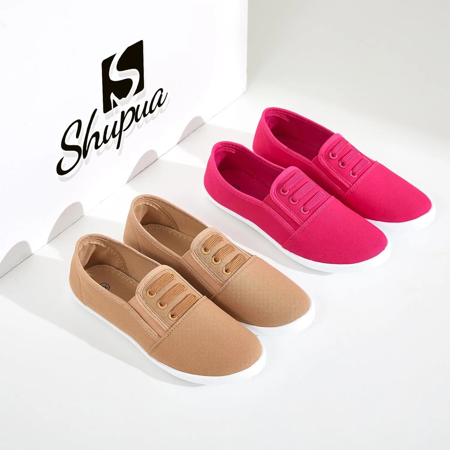 Women's Canvas Slip On Sneakers - Casual Walking Shoes, Non Slip Work Shoes
