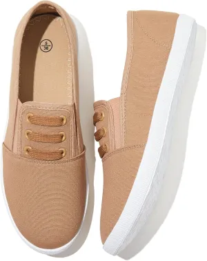 Women's Canvas Slip On Sneakers - Casual Walking Shoes, Non Slip Work Shoes