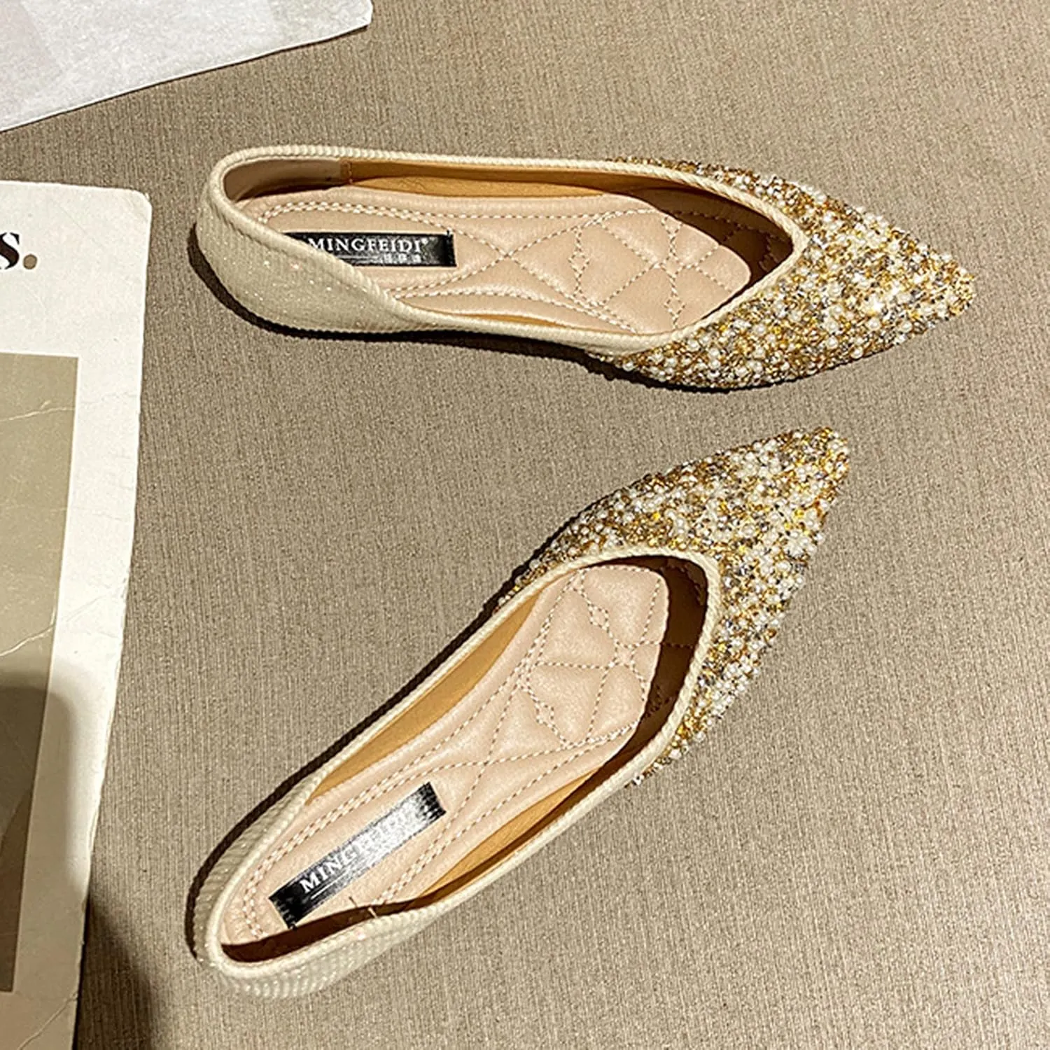 Women's Classic Bow-Knot Square Toe Ballerina Ballet Flats Slip on Dress Party Flat Shoes