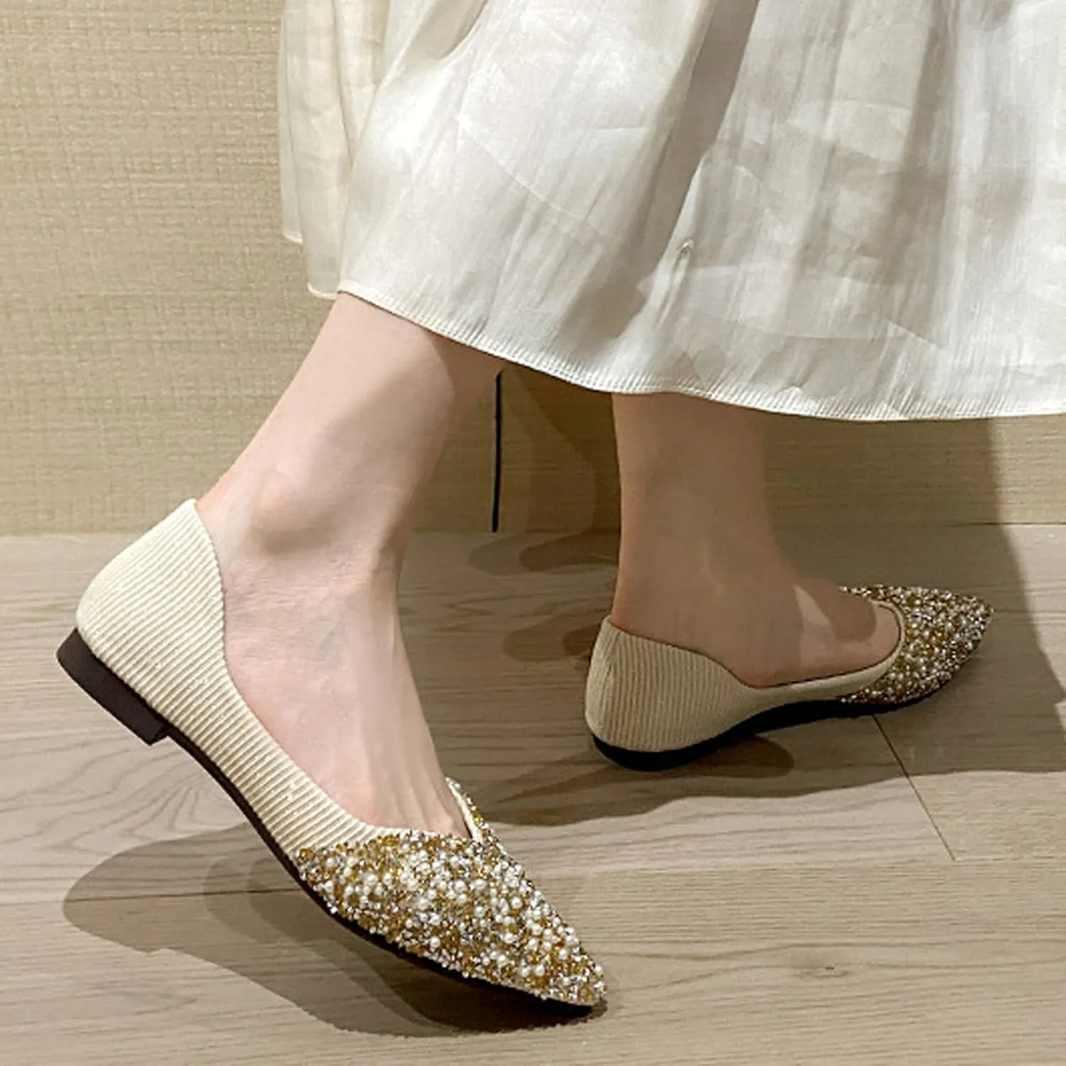 Women's Classic Bow-Knot Square Toe Ballerina Ballet Flats Slip on Dress Party Flat Shoes