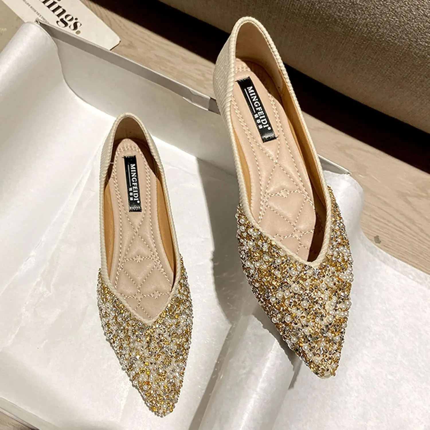 Women's Classic Bow-Knot Square Toe Ballerina Ballet Flats Slip on Dress Party Flat Shoes