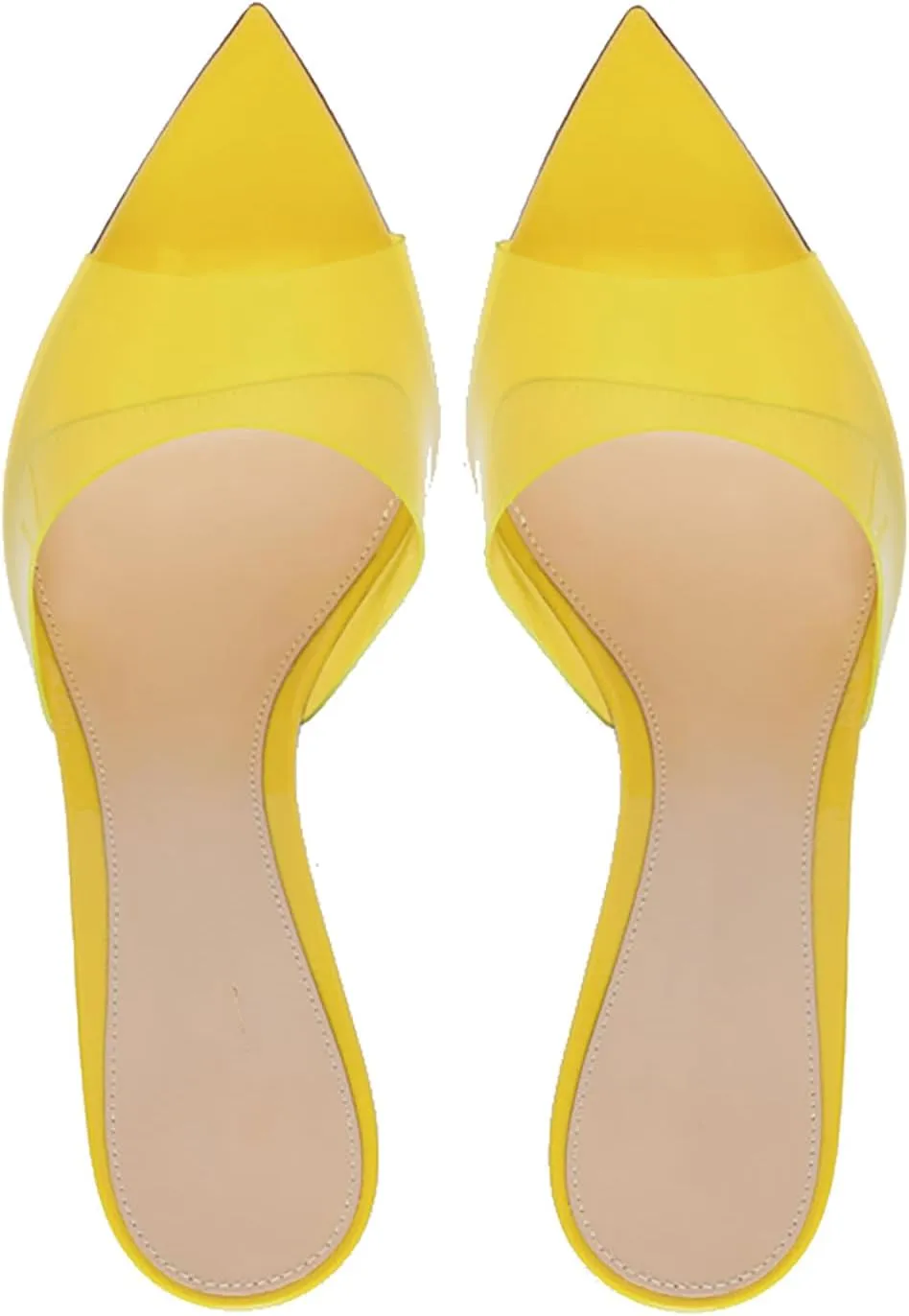 Women's Clear Pointed Open Toe Stiletto Heel Slide Sandals Fashion Sexy Slip On Transparent Strap High Heels Mules Summer Backless Party Wedding Prom Dress Shoes