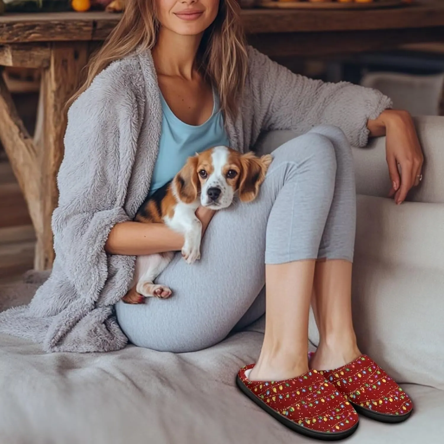 Women's Cotton Slipper Winter Warm Cozy Furry Fuzzy Home Slipper Non-Slip Outdoor Bedroom Slipper for Girls US 3-13