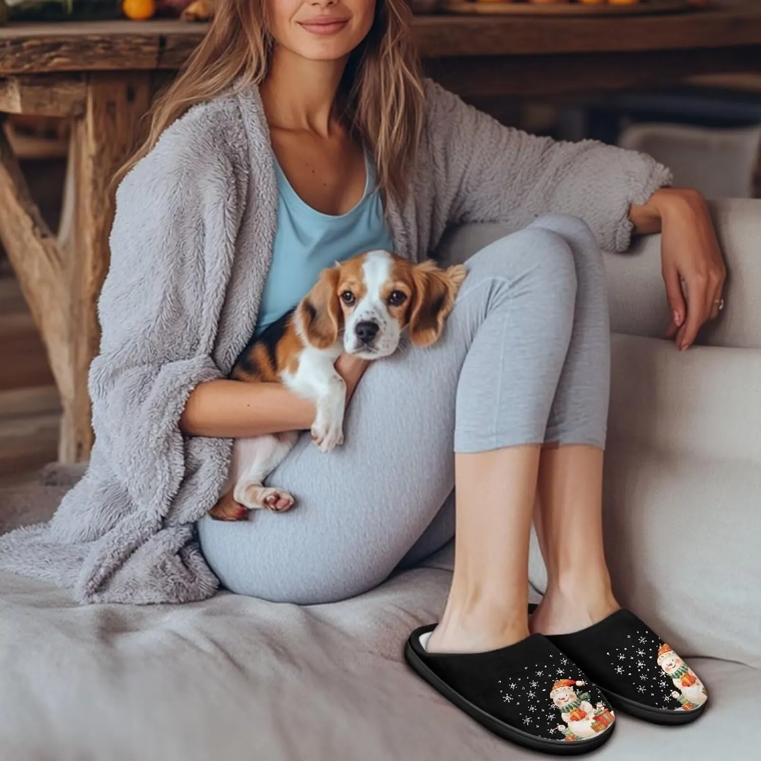Women's Cotton Slipper Winter Warm Cozy Furry Fuzzy Home Slipper Non-Slip Outdoor Bedroom Slipper for Girls US 3-13