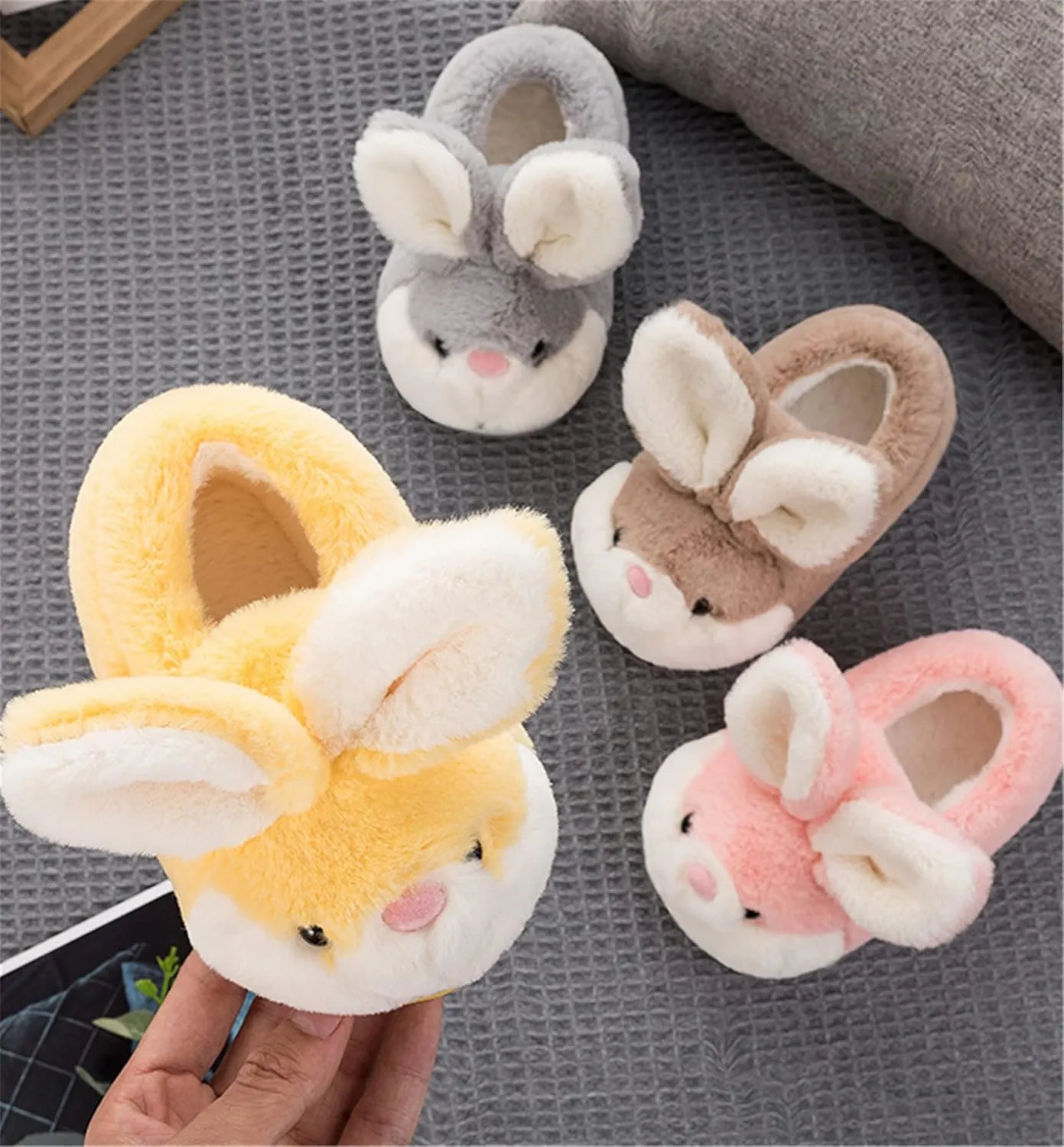 Women's Cute Rabbit Animal Slippers - Novelty Cozy Fuzzy Soft Plush Winter Warm House Shoes Cotton Slippers