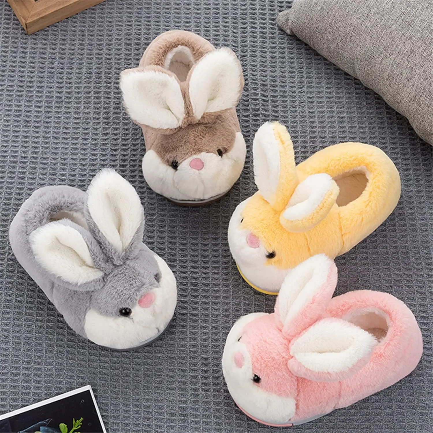 Women's Cute Rabbit Animal Slippers - Novelty Cozy Fuzzy Soft Plush Winter Warm House Shoes Cotton Slippers