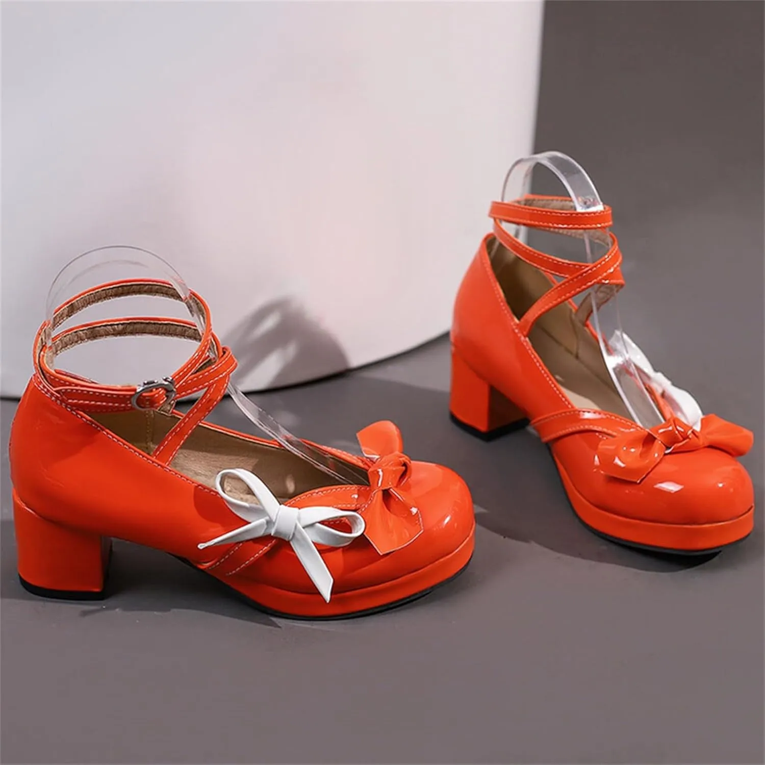 Women's Fashionable Bright Leather Lolita Bow Decorated Casual Thick Heel Sandals Women Party Sandals Flat Thong Sandals
