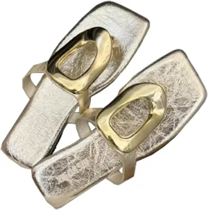 Womens Flat Sandals,Comfortable Open Square Toe Slip on Beach, Thong Sandals Fashion Ladies Slipper Dressy,Metal Decoration