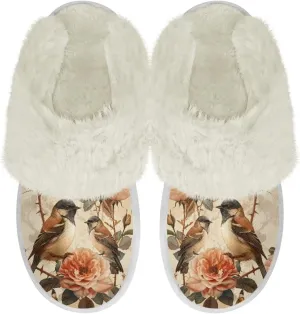 Women's Fuzzy Slip-on Slippers Cozy Lightweight House Slippers Non Slip Home Slippers Warm Winter Indoor Bedroom Slippers