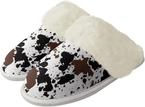Women's Fuzzy Slippers Casual Slip On Soft Plush House Shoes with Non Skid Sole Comfortable Cotton Slipper Indoor Use for Spa Bath
