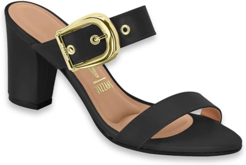 Women's Heeled Sandals with Buckle Strap,(4 COLORS) BLACK GOLD,OLIVE,BEIGE,BLACK