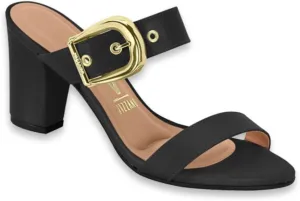 Women's Heeled Sandals with Buckle Strap,(4 COLORS) BLACK GOLD,OLIVE,BEIGE,BLACK