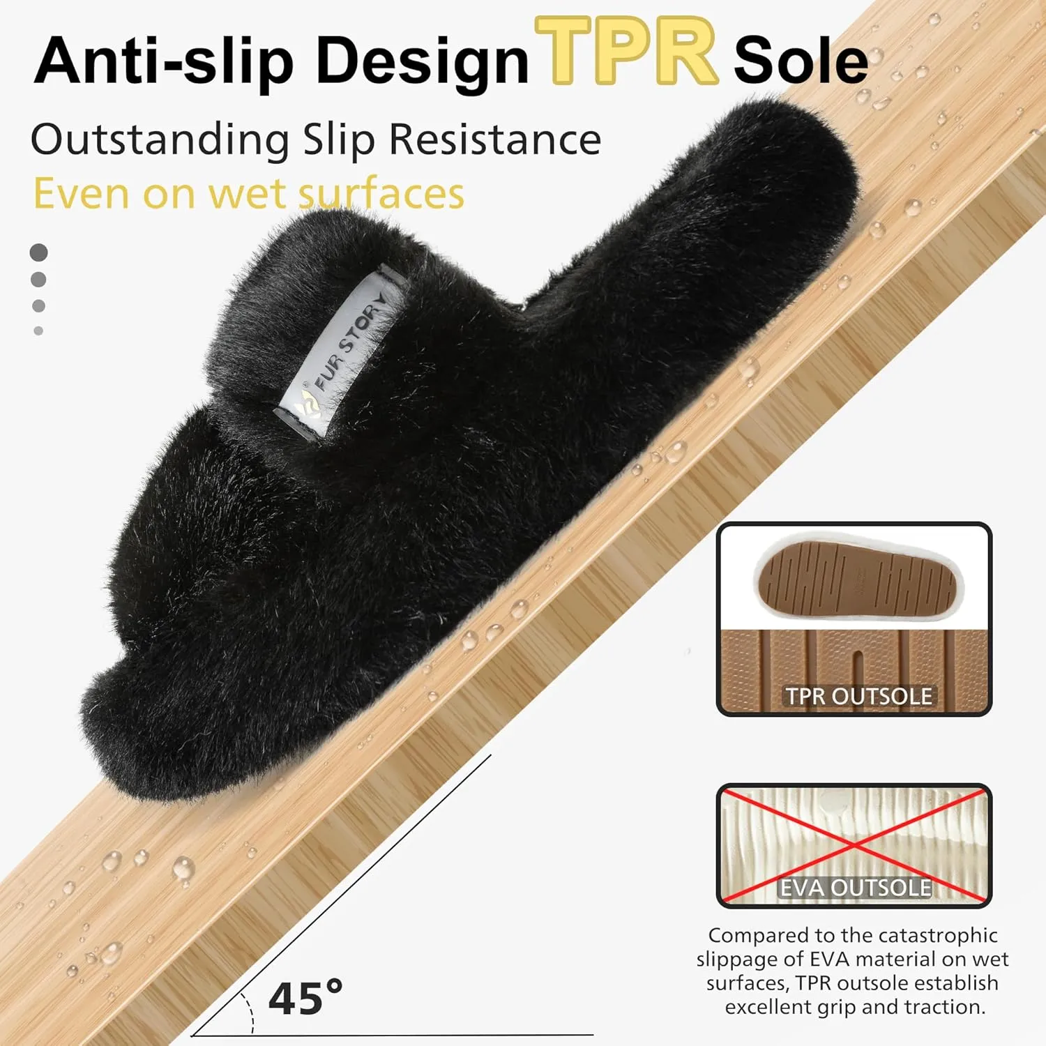 Women's House Slippers Fuzzy Platform Slides Faux Fur Fluffy Sandals Winter Memory Foam Cloud Footwear Latex Insoles