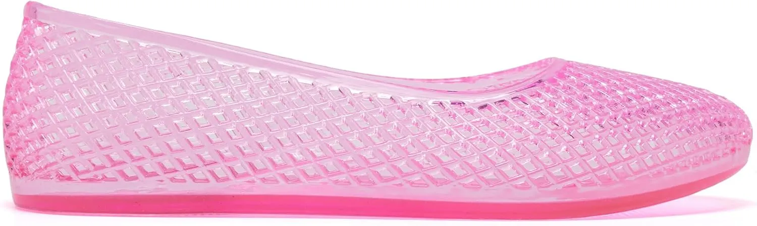 Women's Jelly Mesh Ballet Flats Clear Hollow Slip On Flat Sandals Casual Round Toe Balleria Flat Shoes