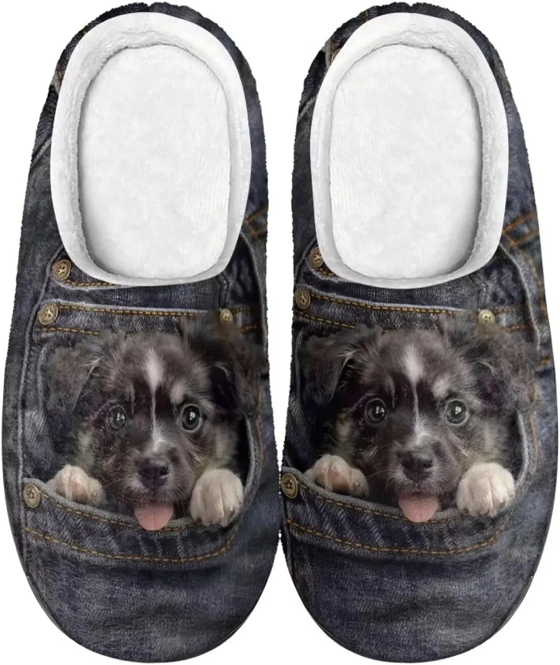 Womens Ladybug Cozy&Warm Printed Slipper with Dog Geometry Grippers Cozy and Fun House Slippers for Women