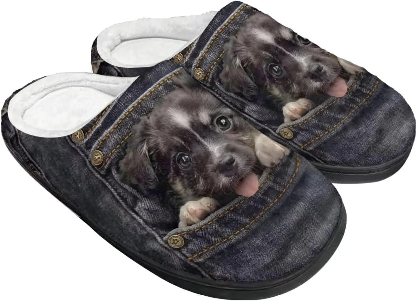 Womens Ladybug Cozy&Warm Printed Slipper with Dog Geometry Grippers Cozy and Fun House Slippers for Women