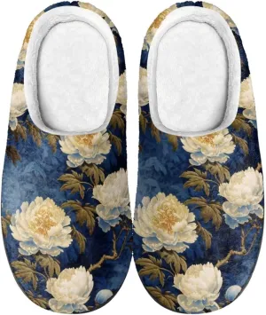 Womens Ladybug Cozy&Warm Printed Slipper with Dog Geometry Grippers Cozy and Fun House Slippers for Women
