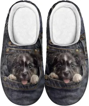 Womens Ladybug Cozy&Warm Printed Slipper with Dog Geometry Grippers Cozy and Fun House Slippers for Women