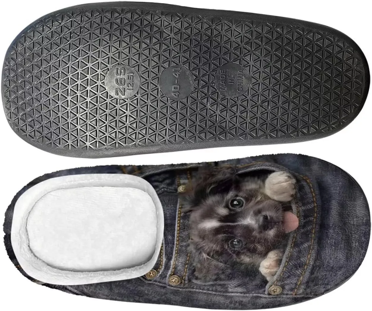 Womens Ladybug Cozy&Warm Printed Slipper with Dog Geometry Grippers Cozy and Fun House Slippers for Women