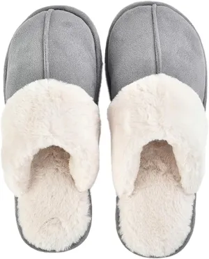Women's Mens Cute Fuzzy Memory Foam Slippers Fluffy Winter Warm House Shoes Anti-Slip Bedroom Slides Indoor Outdoor with Pompom