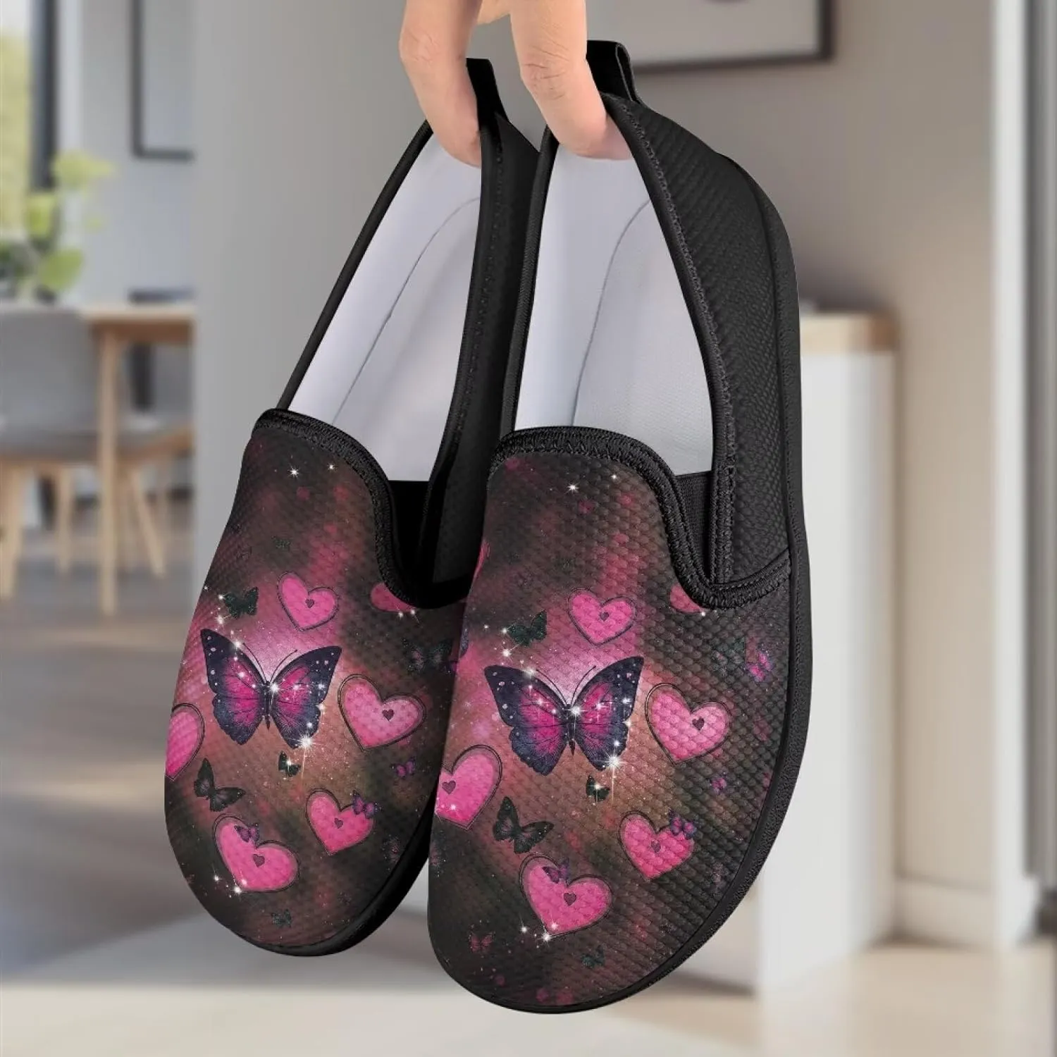 Womens Mesh Casual Flats Shoes Breathable Slip On Loafers Comfortable Walking Shoes Non Slip Work Travel Shoes US 6-11
