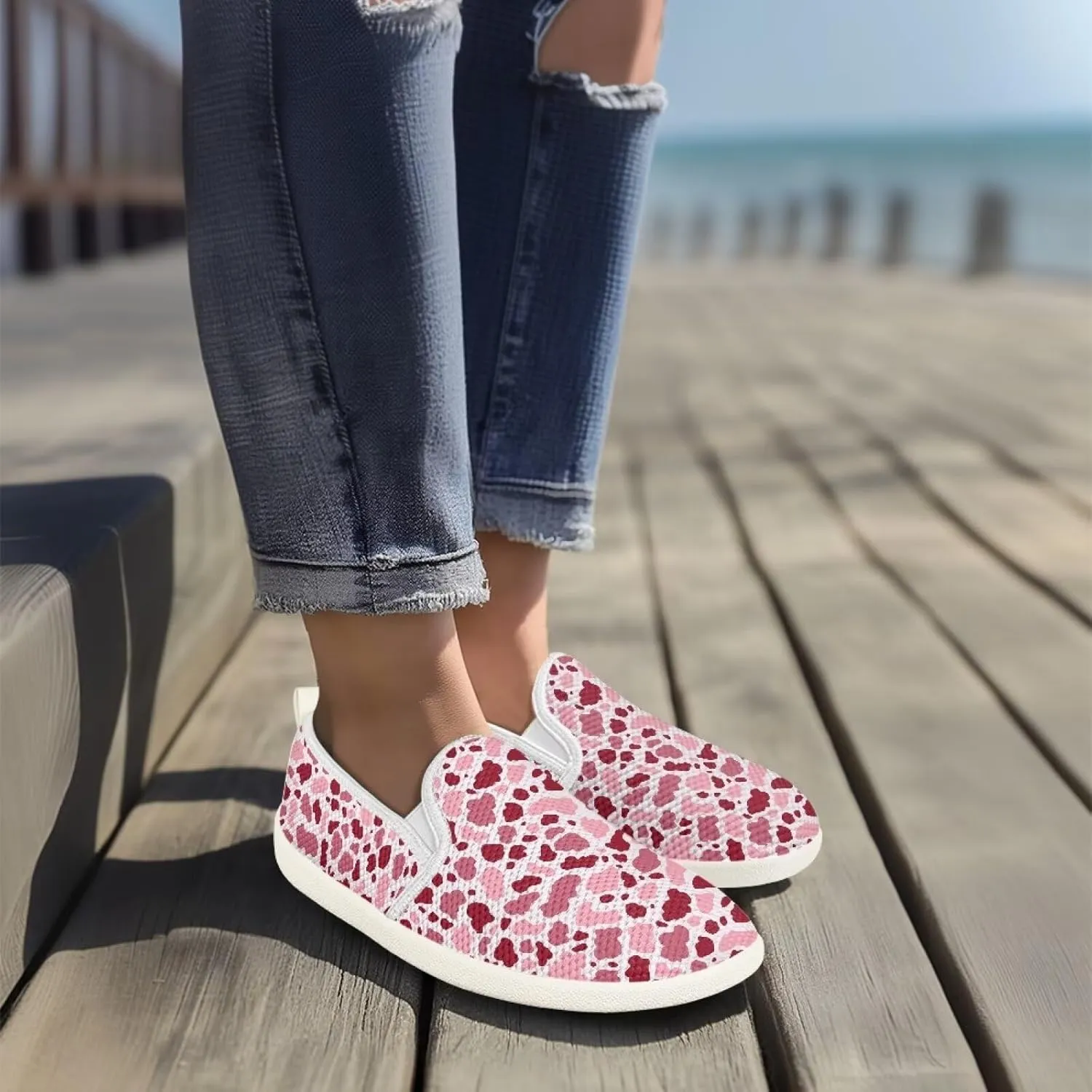 Women's Mesh Flats Shoes Breathable Slip On Casual Travel Walking Shoes Comfortable Non Slip Work Driving Flat Shoes US 6-11