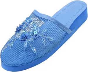 Women's Mesh Floral Beaded Sequined Slipper Multi-color
