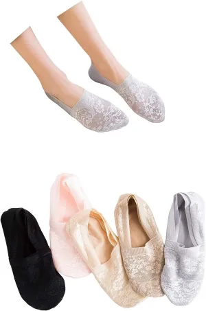 Women's No Show Socks, 5 Pack Cotton Non Slip Flat Boat Invisible Low Cut Liners Sports Ankle Socks (Mix Colors)