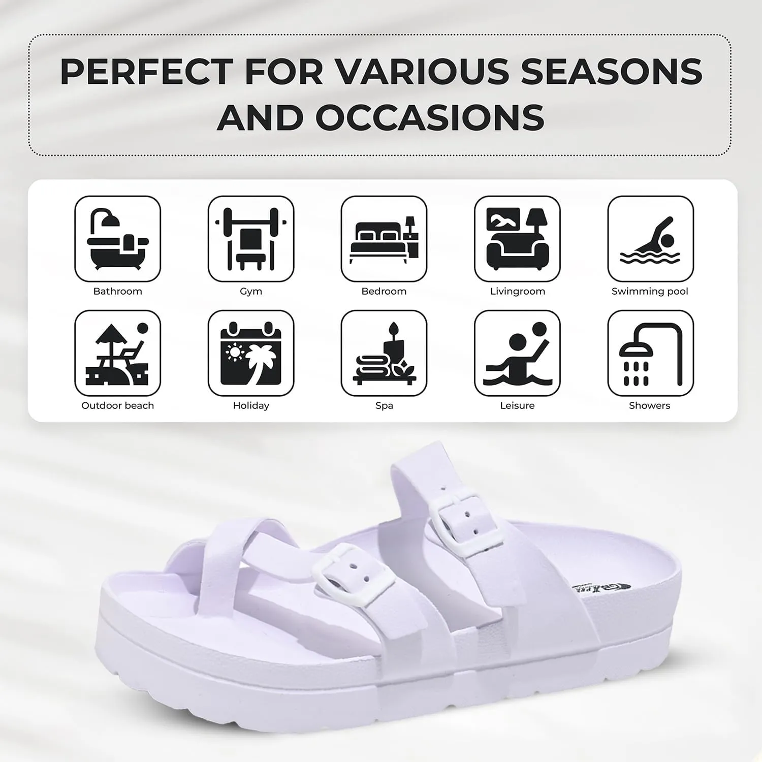 Women's Platform Sandals - Arch Support, Comfortable Foam Slides with Adjustable Buckle, Lightweight Thick Soles | Ultra Cushion