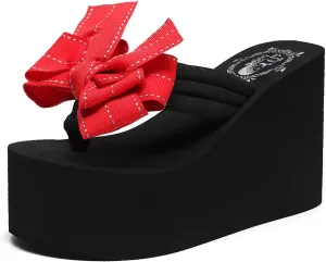 Womens Platform Wedge Flip Flops Chunky High Heel Sandals Beach Thong Heeled Sandal Slippers for Women