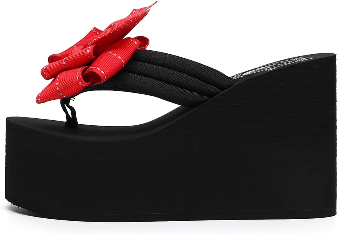 Womens Platform Wedge Flip Flops Chunky High Heel Sandals Beach Thong Heeled Sandal Slippers for Women