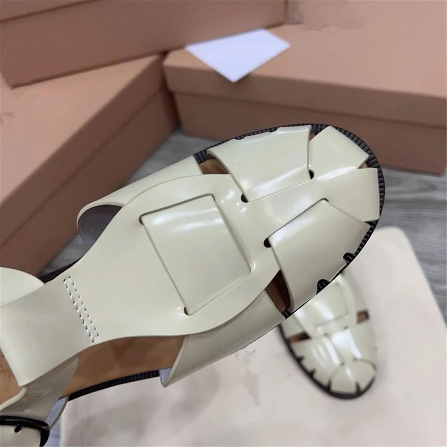 Women's Retro Roman Sandals, Hand Woven Cowhide Leather Minimalist Flat