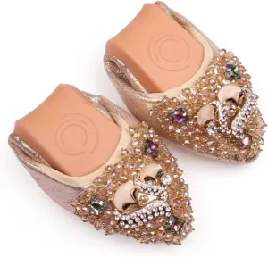 Women's Rhinestone Flats Sequins Wedding Shoes Comfort Pointed Toe Ballet Flat Shoe Low Heel Dress Shoe