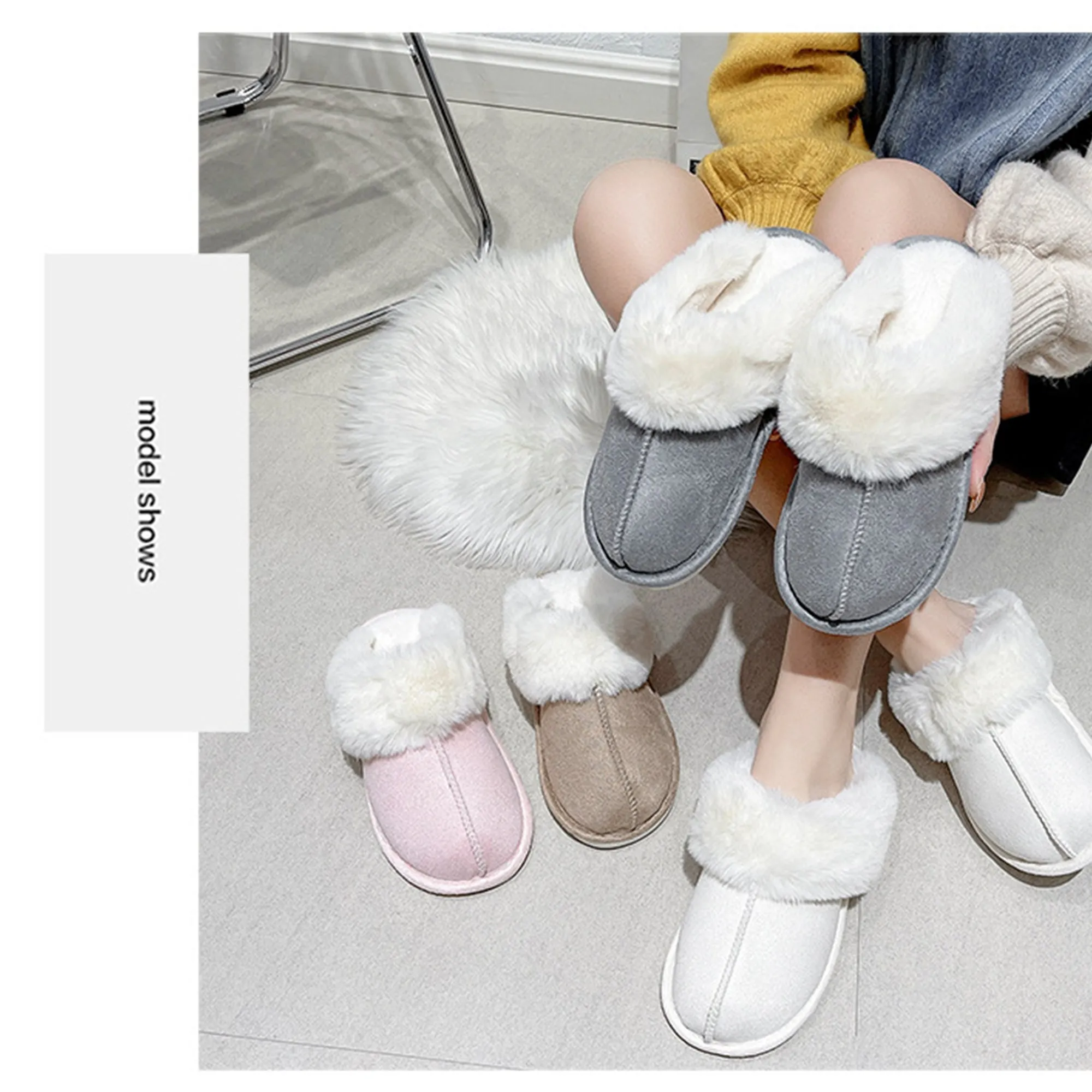 Womens Slipper Memory Foam Fluffy Soft Warm Slip On House Slippers 22S25