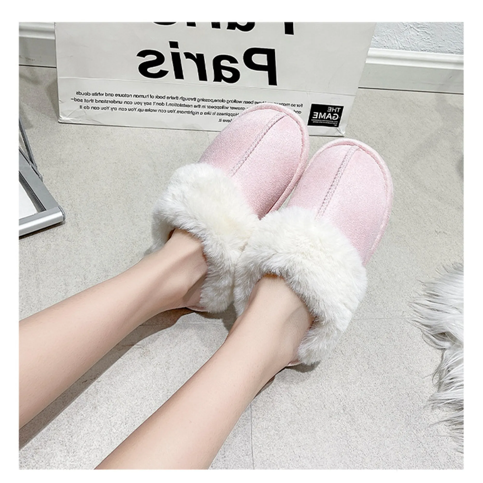 Womens Slipper Memory Foam Fluffy Soft Warm Slip On House Slippers 22S25