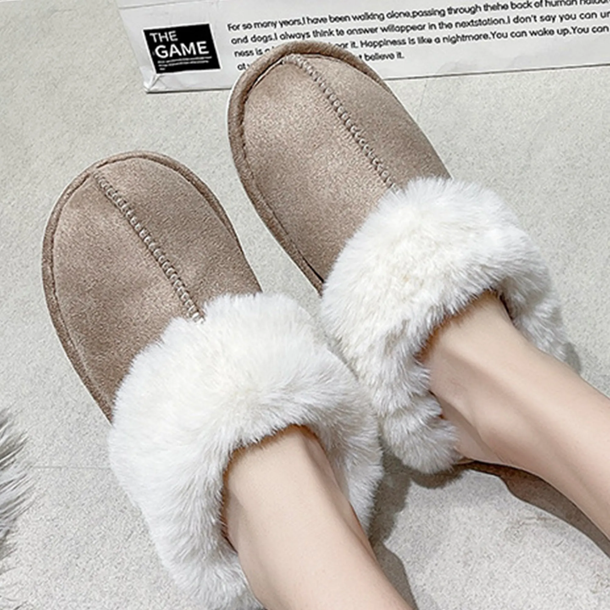 Womens Slipper Memory Foam Fluffy Soft Warm Slip On House Slippers 22S25