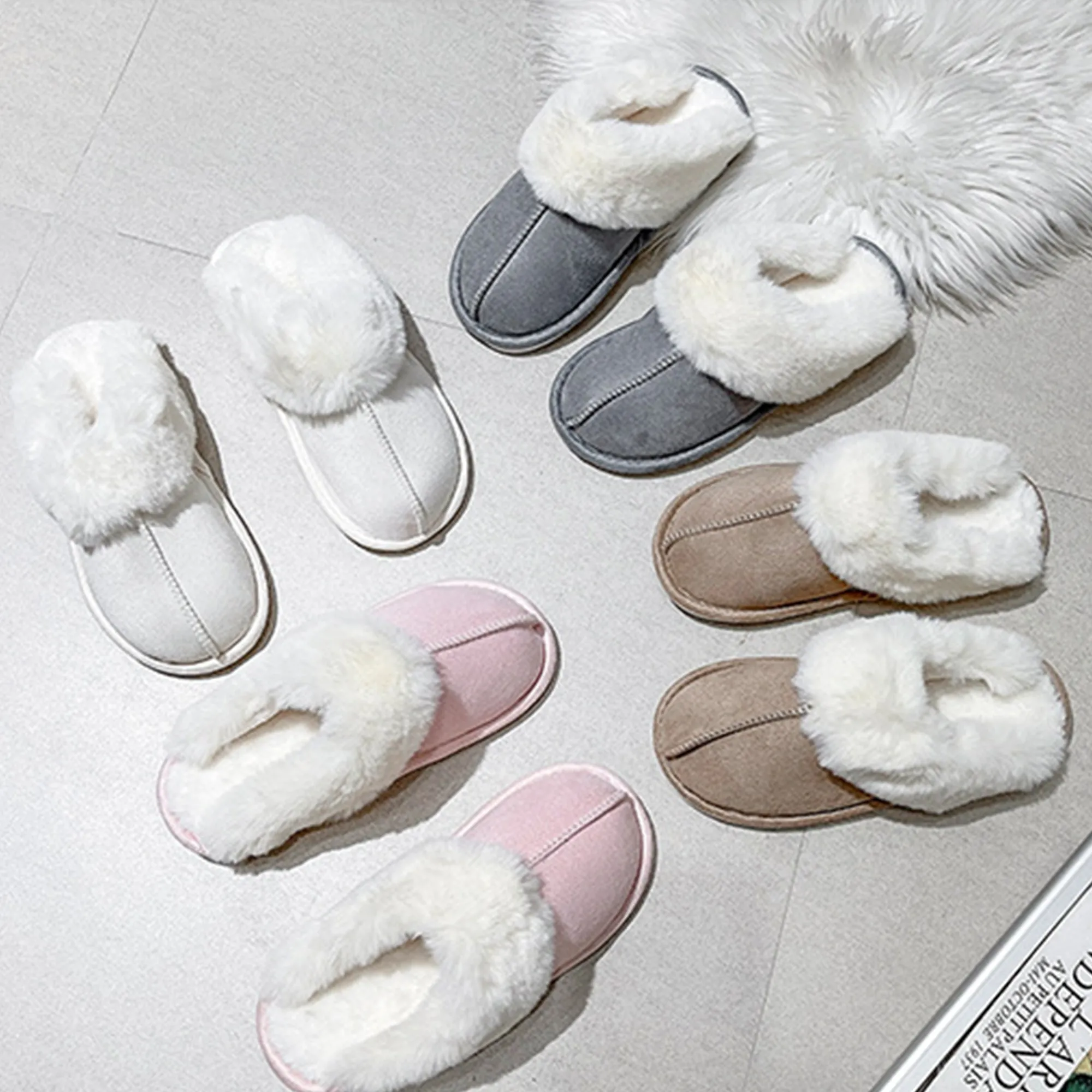 Womens Slipper Memory Foam Fluffy Soft Warm Slip On House Slippers 22S25