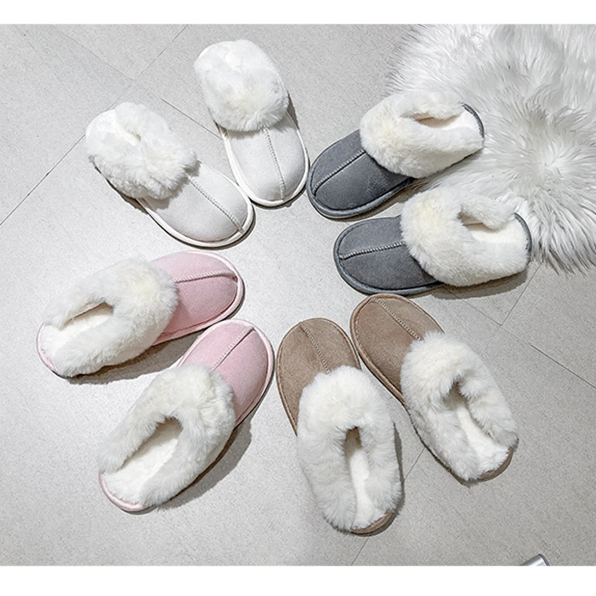 Womens Slipper Memory Foam Fluffy Soft Warm Slip On House Slippers 22S25