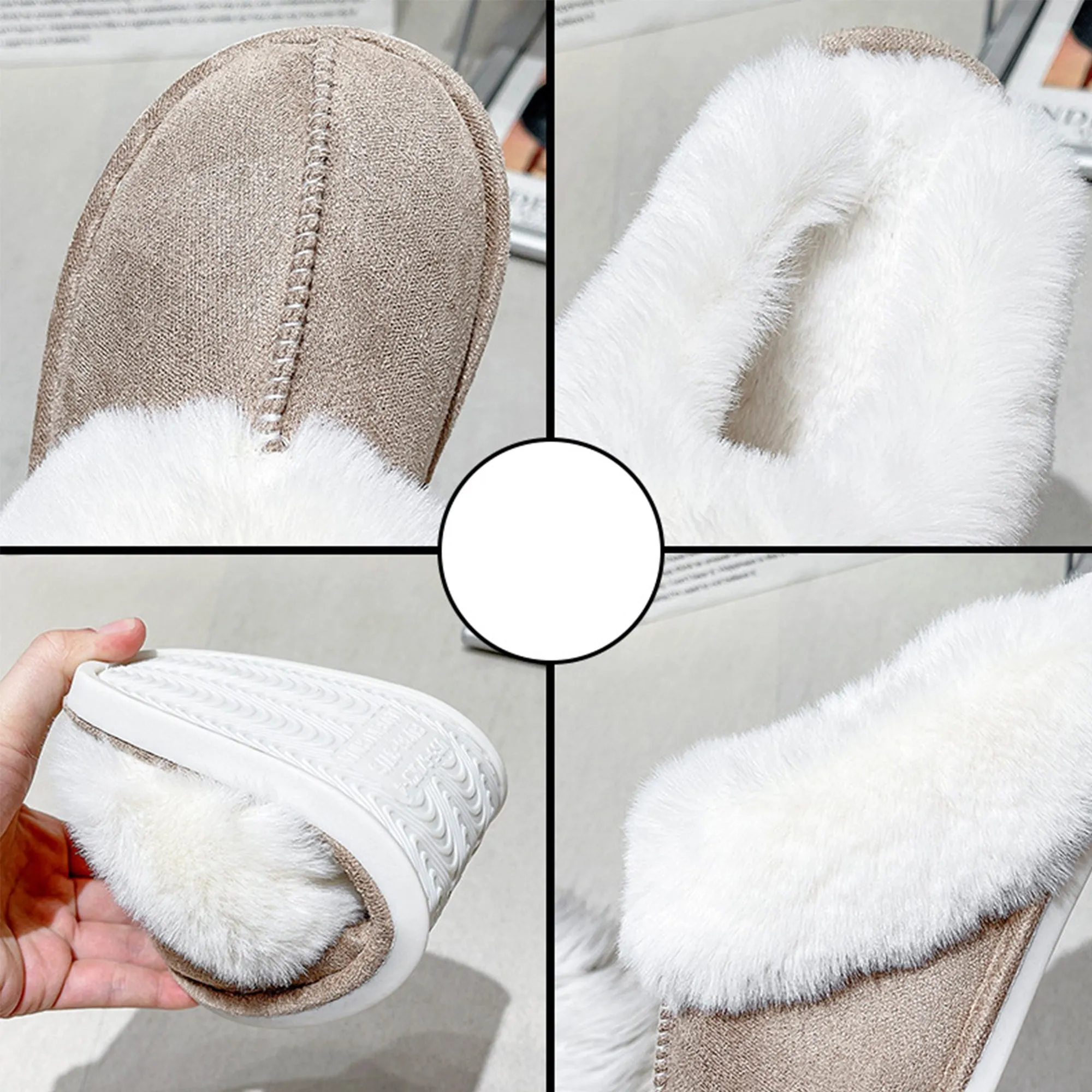 Womens Slipper Memory Foam Fluffy Soft Warm Slip On House Slippers 22S25