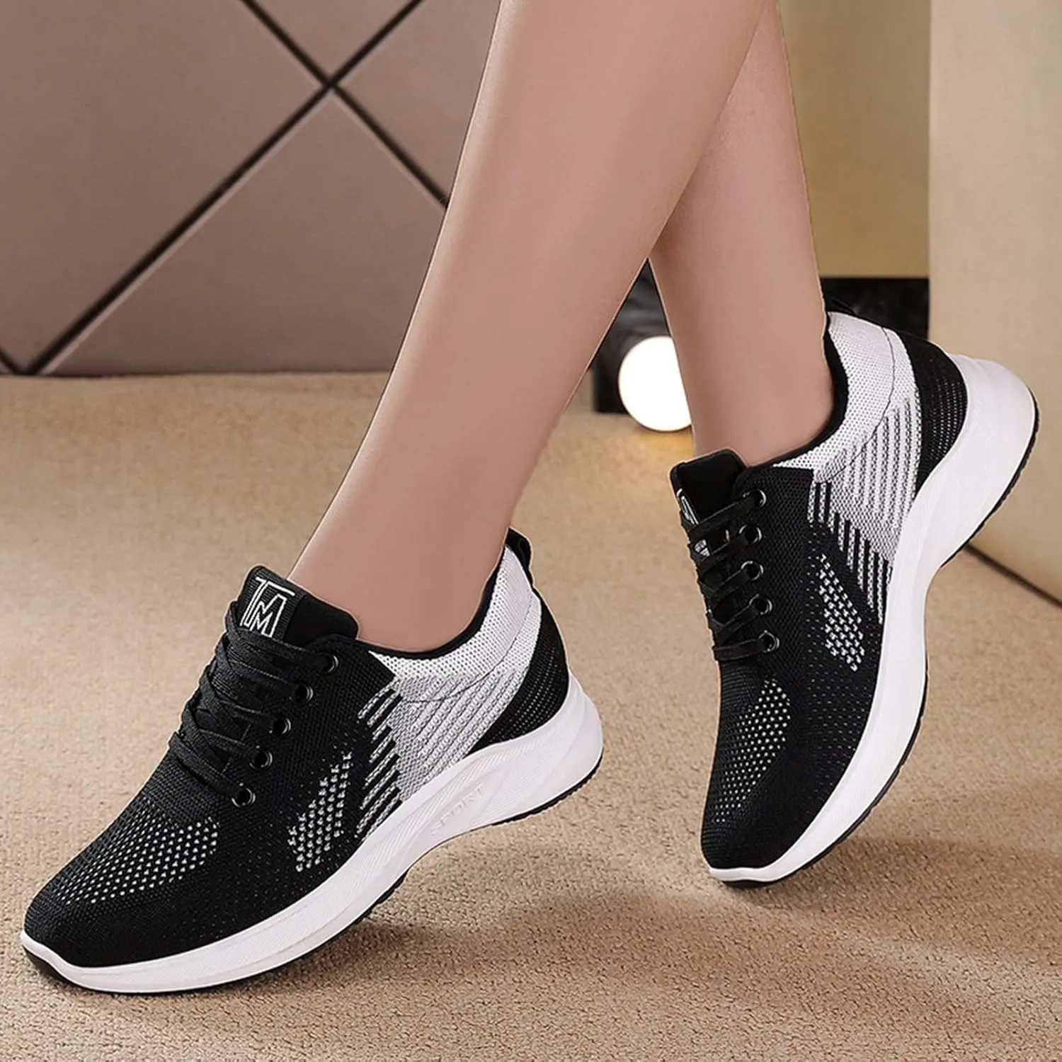 Womens Sneakers Air Cushion Running Shoes Lightweight Tennis Walking Shoes Mesh Breathable Gym Work Comfortable Athletic Sneakers