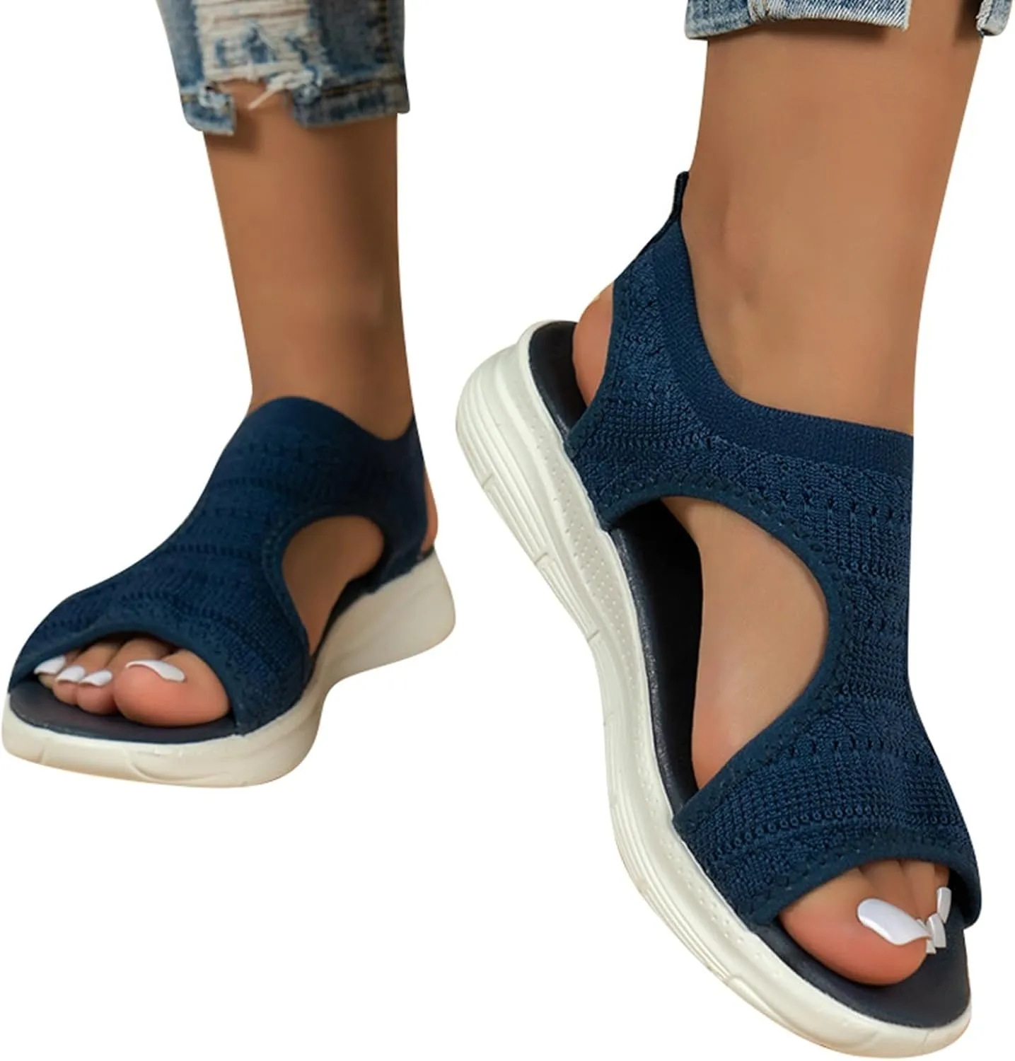 Womens Summer Sandals Orthopedic Sandal Ladies Slip On Walking Sandal Comfortable Platform Shoes Orthotic Sandals