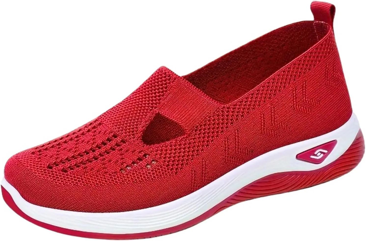 Women's Woven Orthopedic Breathable Soft Shoes Go Walk Slip on Shoes Diabetic Foam Shoes Hands Free Slip on Sneakers with Arch Support for Women