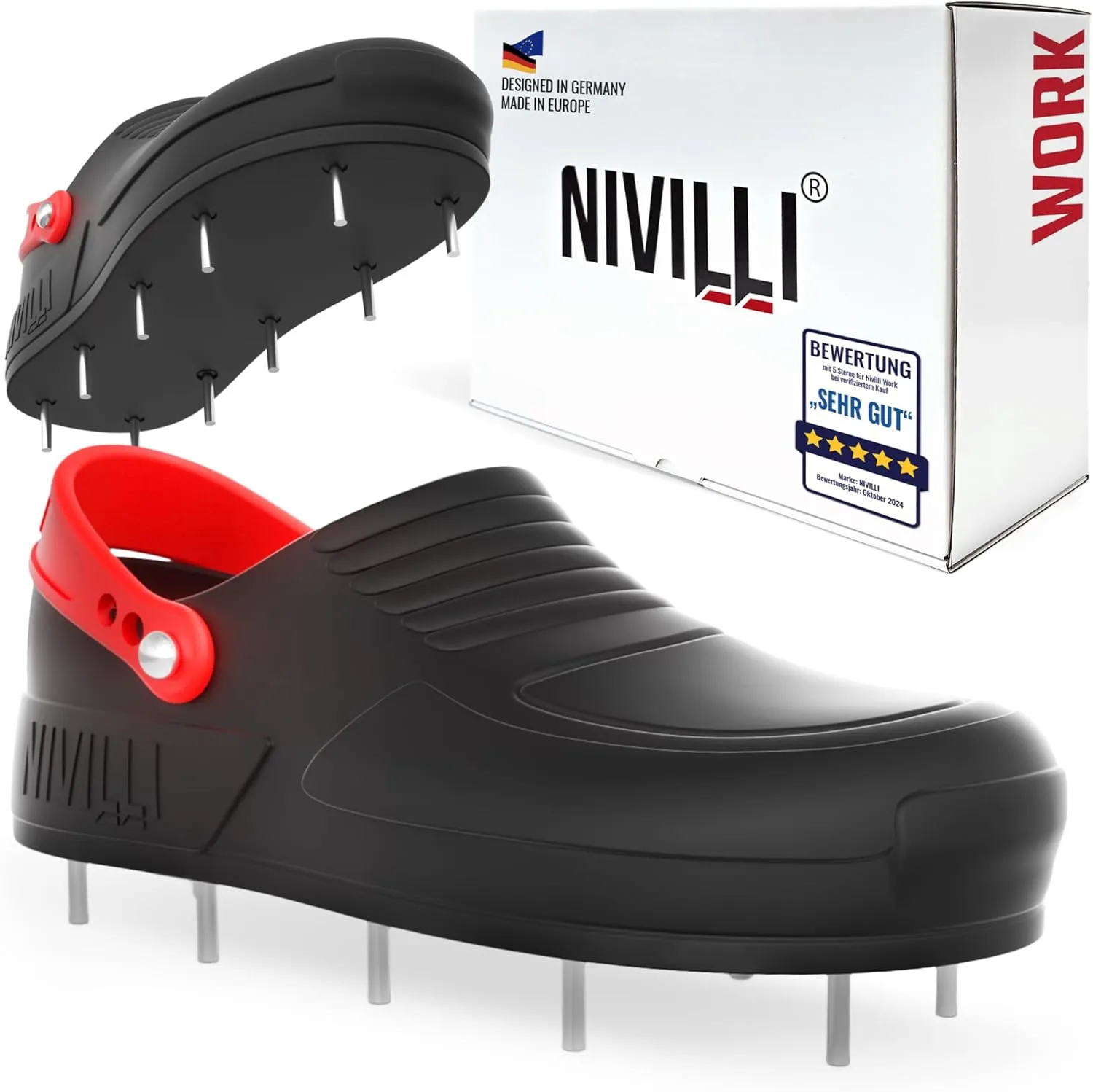 Work - Spiked Shoes for Epoxy Floor Coating Nailshoe Clog for Safe Walking on All self Floor Leveling compounds as Well Epoxy Topcoats Concrete Resin