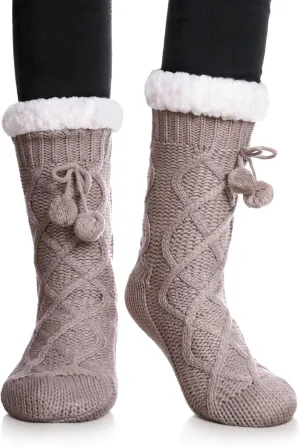 Yebing Womens Non Slip Slipper Socks Winter Warm Soft Cozy Fuzzy Fleece-lined Grippers Home Socks