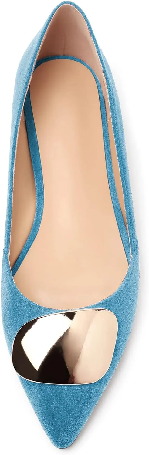 YODEKS Women Flats Low Heel Slip On Closed Pointed Toe Dress Ballet Flat Shoes