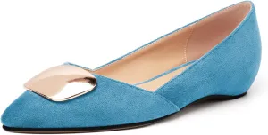 YODEKS Women Flats Low Heel Slip On Closed Pointed Toe Dress Ballet Flat Shoes
