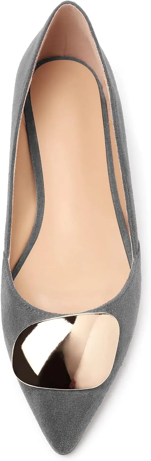 YODEKS Women Flats Low Heel Slip On Closed Pointed Toe Dress Ballet Flat Shoes
